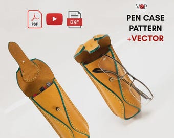 Eyeglass Case Pattern, Leather Pen Case, PDF Pattern and Instructional Video by Vasile and Pavel