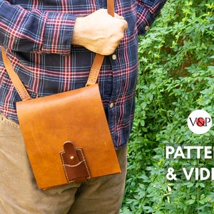 Cross Body Bag Pattern, Bag with Secret Pocket, Leather Messenger Bag, PDF Pattern & Instructional Video