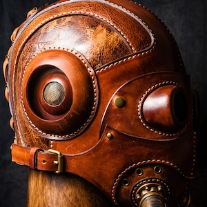Dust Angel Skull Helmet Steampunk Industrial, Leather Helmet and Mask, Cosplay Mask, Cyberpunk Mask image 6