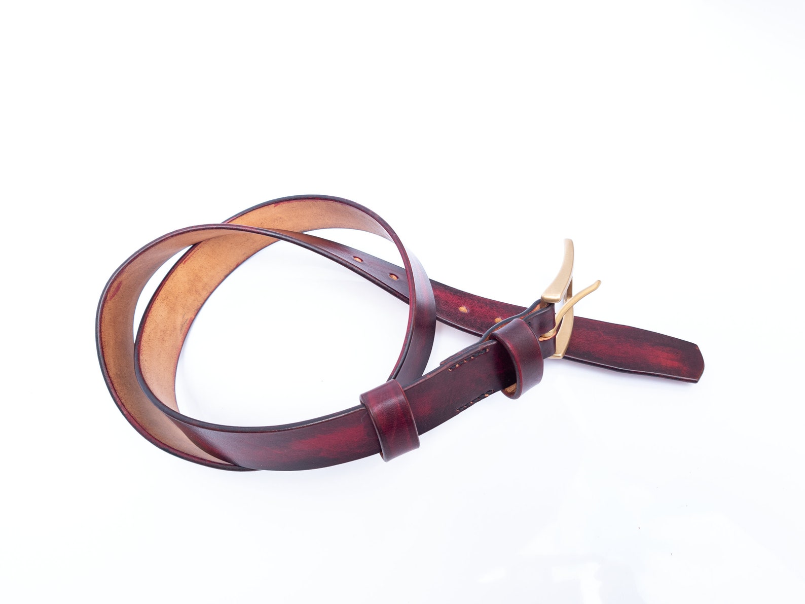 oxblood leather belt