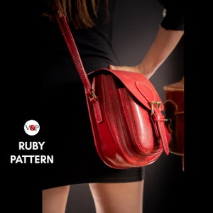 Modèle PDF pour sac Ruby, bandoulière en cuir, modèle PDF et vidéo pédagogique par Vasile et Pavel
