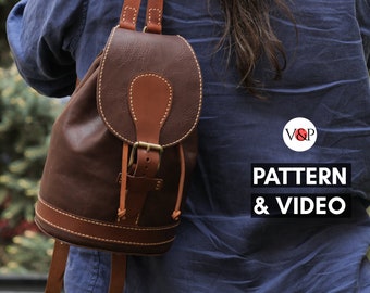 Backpack PDF Pattern, Video Tutorial, Leather Backpack, Small Backpack by Vasile and Pavel