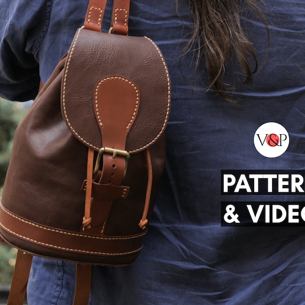 Backpack PDF Pattern, Video Tutorial, Leather Backpack, Small Backpack by Vasile and Pavel