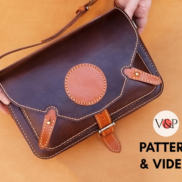 Patrón de bolso bandolera Naomi, bolso pequeño de cuero, patrón en PDF y vídeo instructivo de Vasile y Pavel