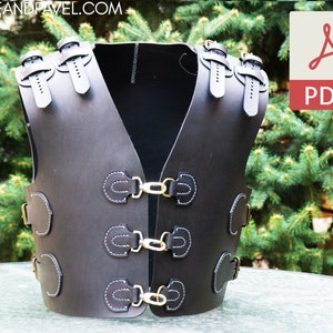 Chaleco de moto de cuero patrón PDF, chaleco de armadura de motorista, cuero DIY