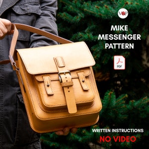 Mike Messenger Bag Pattern |  Cross Body Bag |  Vertical Messenger Bag | Leather DIY | PDF Pattern & Written Instructions