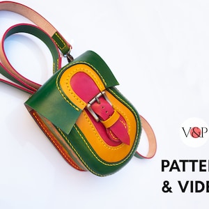 Modèle de sac à bandoulière Janis, petit sac à main en cuir, modèle PDF et vidéo d'instructions par Vasile et Pavel