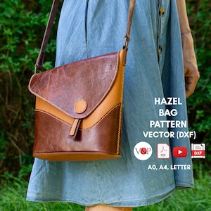 PDF Schnittmuster, DXF für Hazel Crossbody, Ledertasche, PDF Schnittmuster und Video Anleitung von Vasile und Pavel