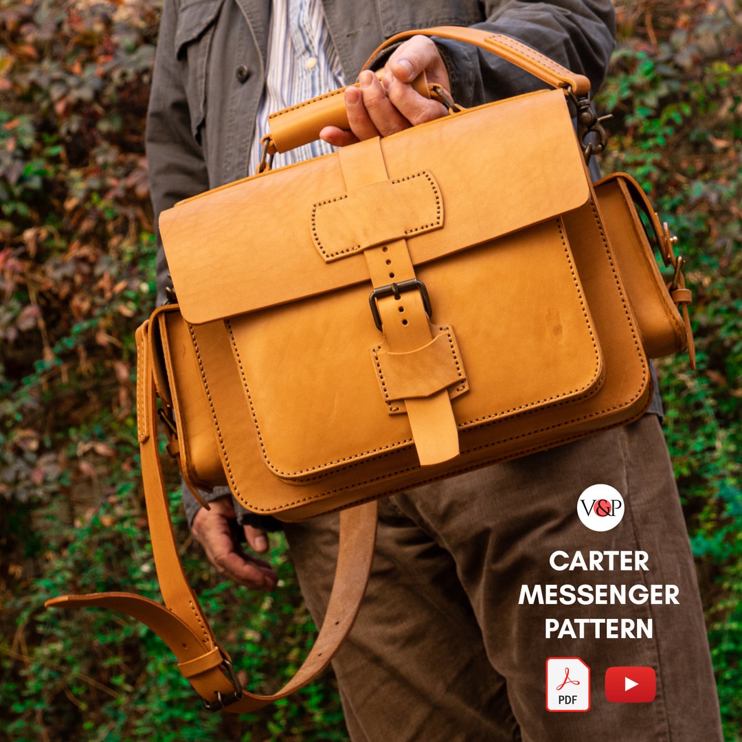 PDF Pattern for Carter Messenger Bag, DIY Gift, Leather Pattern, Video ...