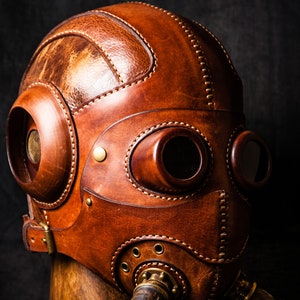 Dust Angel Skull Helmet Steampunk Industrial, Leather Helmet and Mask, Cosplay Mask, Cyberpunk Mask image 5