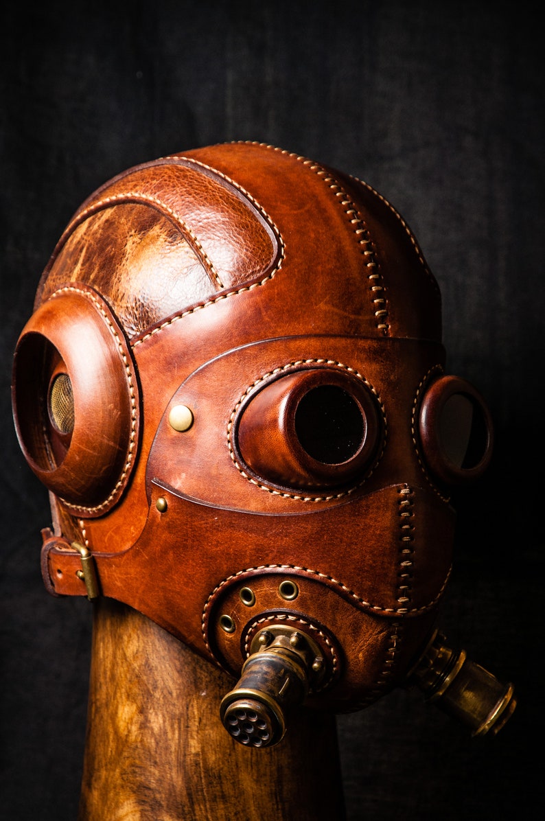 Dust Angel Skull Helmet Steampunk Industrial, Leather Helmet and Mask, Cosplay Mask, Cyberpunk Mask image 5