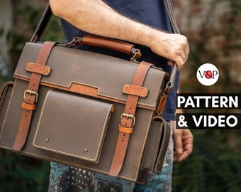 Leather Messenger Bag Pattern | Leather Laptop | Bag Leather DIY | Leather PDF Pattern & Video Tutorial by Vasile and Pavel