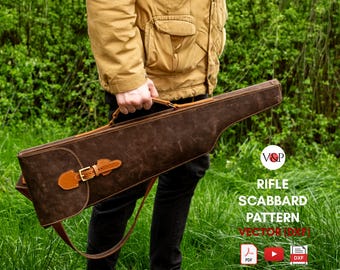 PDF Pattern, DXF for Rifle Scabbard, Gun Case, DIY Gift, Leather Pattern, Video Instructions by Vasile and Pavel