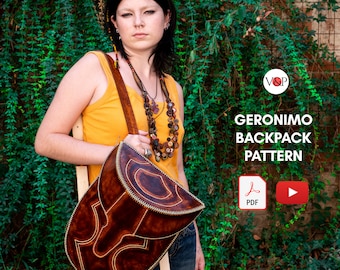 PDF Pattern for Geronimo Backpack, DIY Gift, Leather Pattern, Video Instructions by Vasile and Pavel