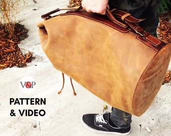 Military Duffel Bag, Leather Duffle Bag, PDF Pattern and Video Tutorial by Vasile and Pavel