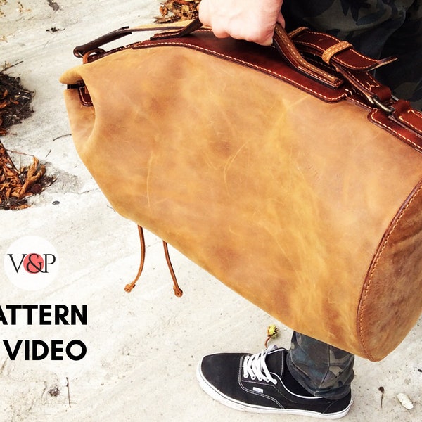 Military Duffel Bag, Leather Duffle Bag, PDF Pattern and Video Tutorial by Vasile and Pavel