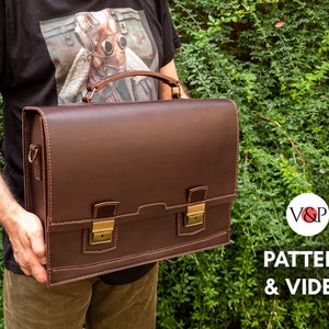 Patrón de maletín Logan, bolso de cuero para computadora portátil, bolso mensajero de cuero DIY, patrón de cuero PDF y video tutorial por Vasile y Pavel