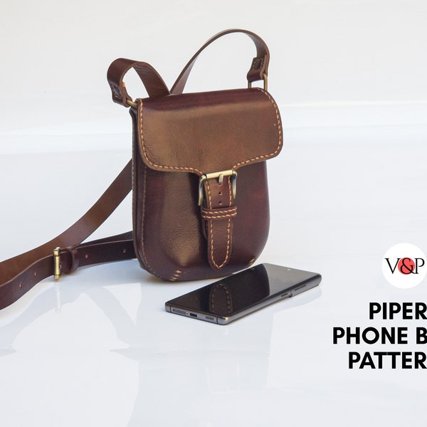 PDF Pattern for Piper Phone Bag Pattern,  Leather Crossbody, Small Purse,  Instructional Video by Vasile and Pavel