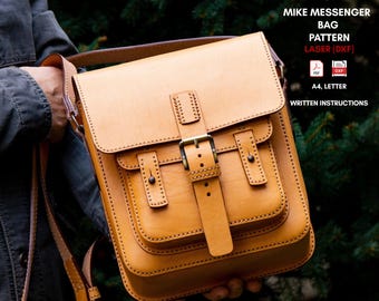 Mike Messenger Bag Pattern |  Cross Body Bag |  Vertical Messenger Bag | Leather DIY | PDF Pattern & Written Instructions
