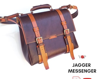 PDF Pattern Jagger Messenger Bag,  Leather Laptop Bag, PDF Pattern and Instructional Video by Vasile and Pavel