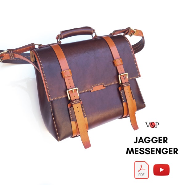 Jagger Messenger Bag Pattern,  Leather Laptop Bag, PDF Pattern and Instructional Video by Vasile and Pavel