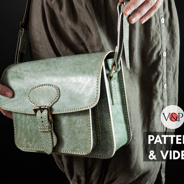 Patrón de bolso cruzado Alice, bolso pequeño de cuero, patrón en PDF y vídeo instructivo de Vasile y Pavel