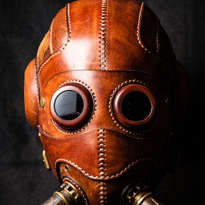 Dust Angel Skull Helmet Steampunk Industrial, Leather Helmet and Mask, Cosplay Mask, Cyberpunk Mask image 2