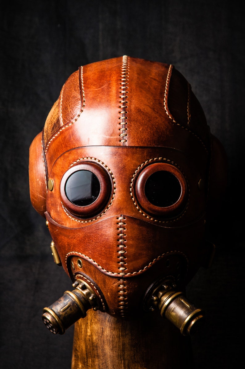 Dust Angel Skull Helmet Steampunk Industrial, Leather Helmet and Mask, Cosplay Mask, Cyberpunk Mask image 2