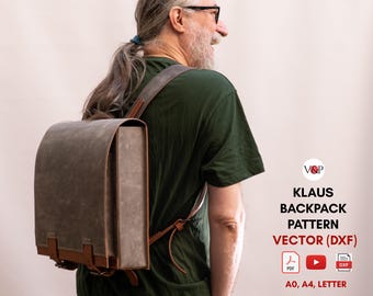 PDF Schnitt, DXF für Klaus Rucksack, DIY Geschenk, Leder Schnittmuster, Video Anleitung von Vasile und Pavel