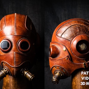 Patrón PDF de máscara de cuero Dust Angel con moldes impresos en 3D, archivos STL, video tutorial, bricolaje de máscara de cuero Steampunk por Vasile y Pavel