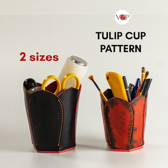 PDF Pattern for Tulip Pencil Cup, 2 Sizes, Instructional Video by Vasile and Pavel