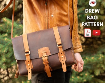 PDF Pattern for Drew Bag, DIY Gift, Leather Pattern, Video Instructions by Vasile and Pavel