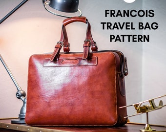 PDF Pattern for Francois Travel Bag Pattern, Leather Briefcase, and Instructional Video by Vasile and Pavel