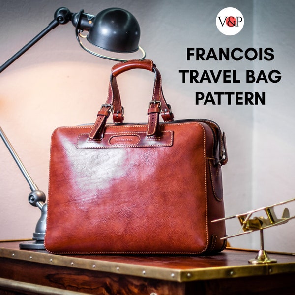 Modèle PDF pour le modèle de sac de voyage François, mallette en cuir et vidéo d'instructions par Vasile et Pavel