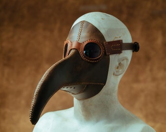 Plague Doctor Mask, Halloween Mask, Leather Steampunk Mask, Cosplay Mask, Bird Mask, Costume Mask, Masquerade Mask