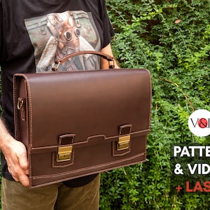 Patrón PDF + Vector para maletín Logan, archivo cortado por láser (DXF), Messenger, patrón PDF de cuero y videotutorial de Vasile y Pavel