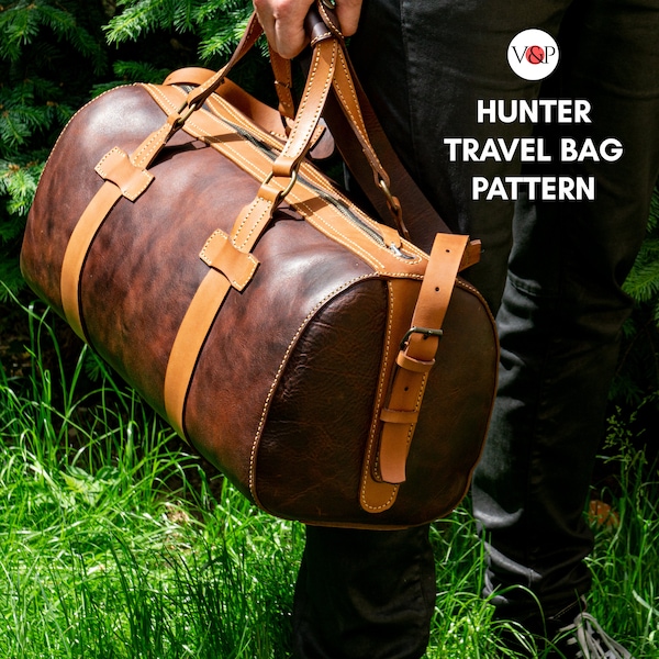 PDF Pattern for Hunter Travel Bag Pattern, Leather Gym Bag, Weekender, Instructional Video by Vasile and Pavel