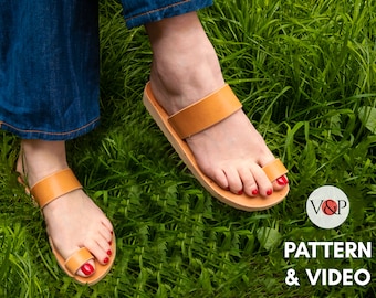 Toe Ring Sandals Pattern, Video Tutorial, DIY Leather, Greek Sandals by Vasile and Pavel