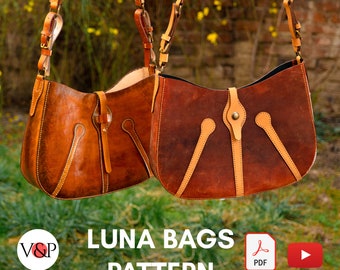 PDF Pattern for Luna Tote Bags, DIY Gift, Leather Pattern, Video Instructions by Vasile and Pavel