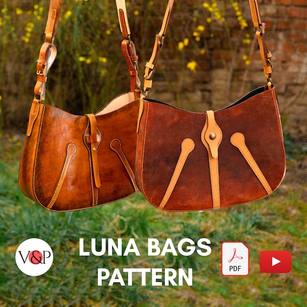 PDF Pattern for Luna Tote Bags, DIY Gift, Leather Pattern, Video Instructions by Vasile and Pavel