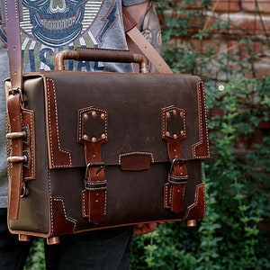 Steampunk Bag Pattern Travel Bag for Men Laptop Leather Bag - Etsy