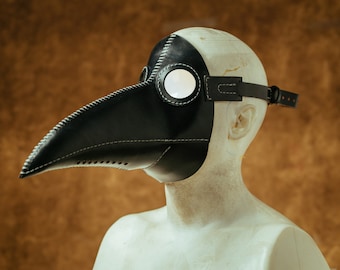 Leather Plague Doctor Mask, Steampunk Halloween Costume