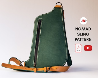 PDF Pattern for Nomad Sling Bag, DIY Gift, Leather Pattern, Video Instructions by Vasile and Pavel