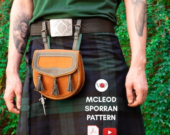 PDF Pattern for McLeod Sporran, DIY Gift, Leather Pattern, Video Instructions by Vasile and Pavel