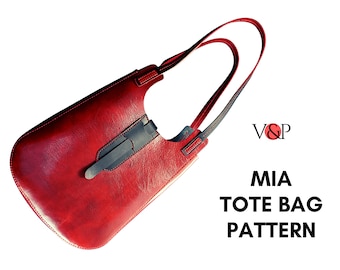 Patrón de bolso Mia Tote, bolso de compras grande de cuero, patrón en PDF y video instructivo por Vasile y Pavel