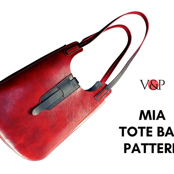 Mia Tote Bag Pattern, Large Leather Shopping Bag, PDF Pattern & Instructional Video by Vasile and Pavel