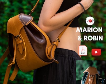 PDF Pattern for Marion Backpack and Robin Pouch, DIY Gift, Leather Pattern, PDF Pattern and Video Instructions by Vasile and Pavel