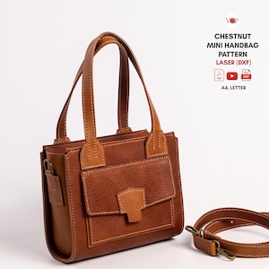 PDF + VIDEO + DXF Laser Cut Chestnut Mini Handbag Leather Pattern
