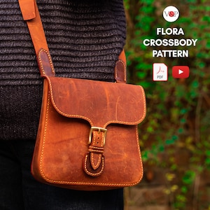 PDF Schnittmuster für Flora Crossbody Bag, DIY Geschenk, Leder Schnittmuster, PDF Schnittmuster und Video Anleitung von Vasile und Pavel