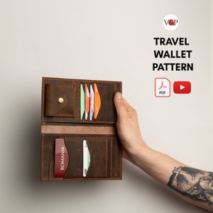 PDF Schnittmuster für Travel Wallet No 7, DIY Geschenk, Leder Schnittmuster, Video Anleitung von Vasile und Pavel